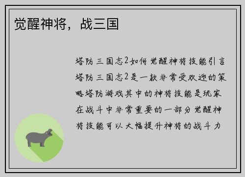 觉醒神将，战三国